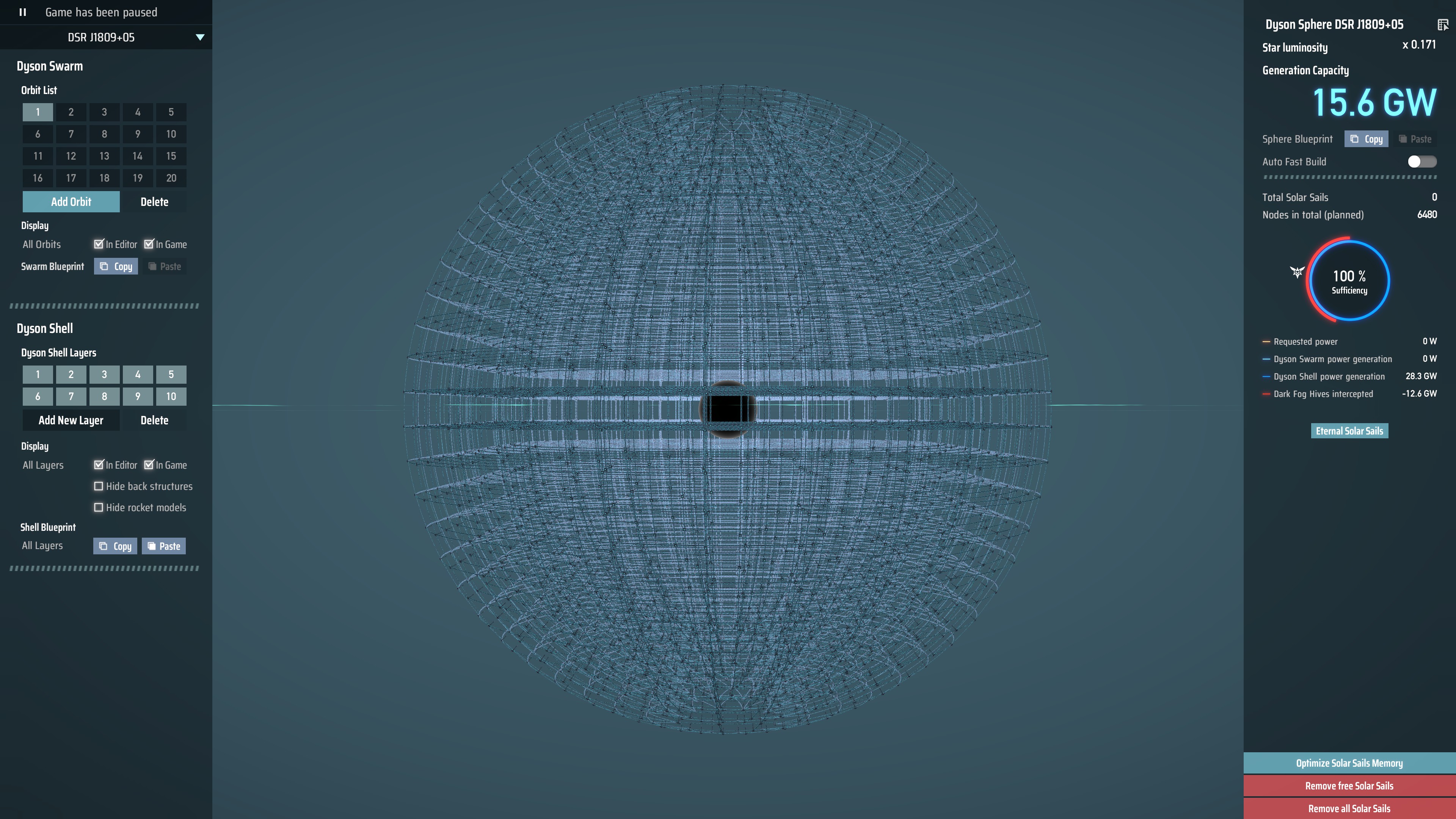 Dyson Sphere Blueprints - 10 layer shell BP (no sails)
