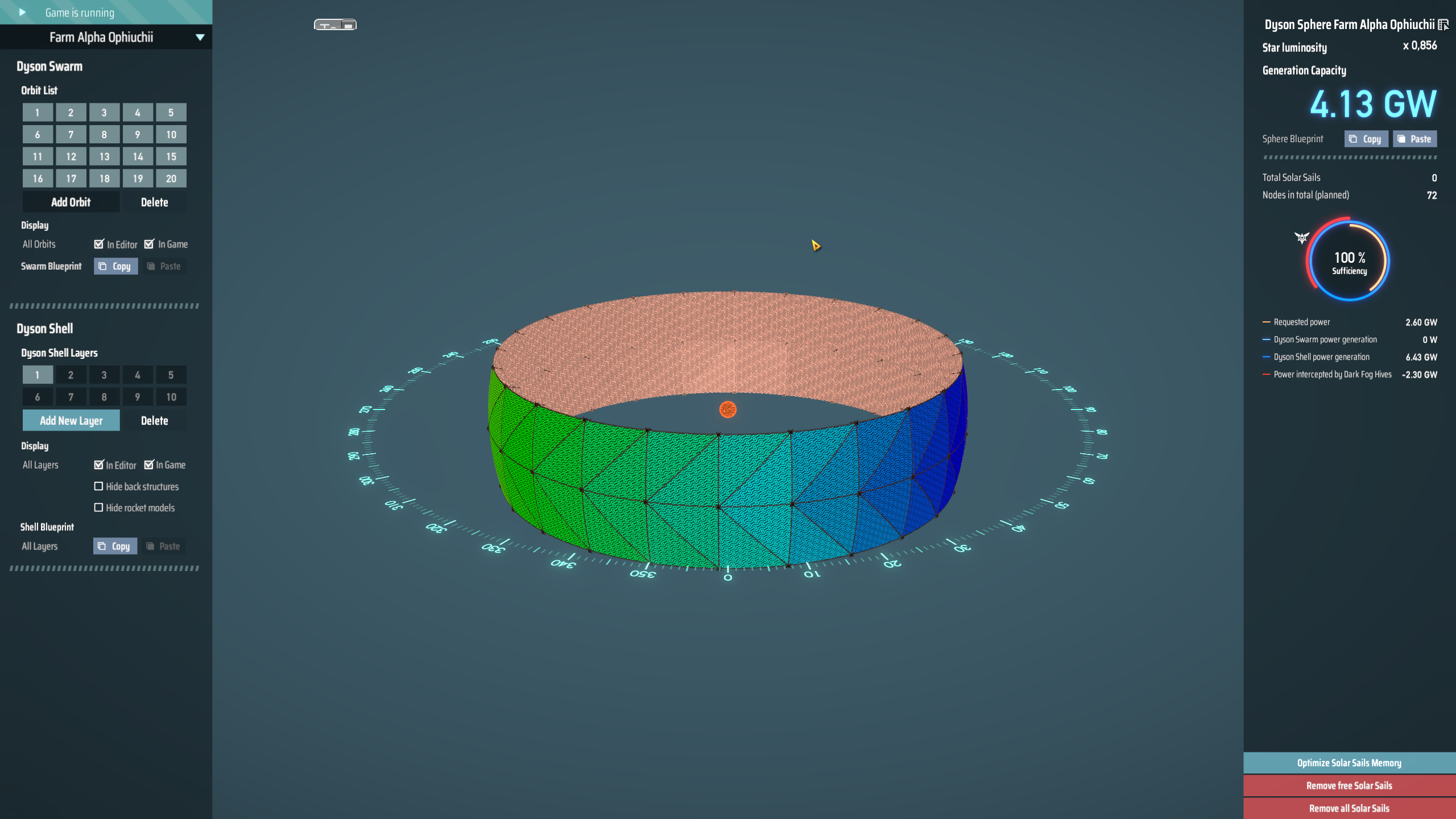 Dyson Sphere Blueprints - Small colorfull shell for Fog Farm Systems